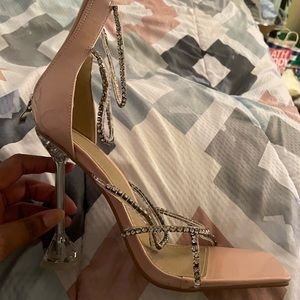 Nude heels with diamonds